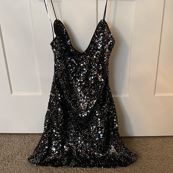 NWT Lulus Force of Fashion Black Sequin Mini Dress - Picture 5 of 5